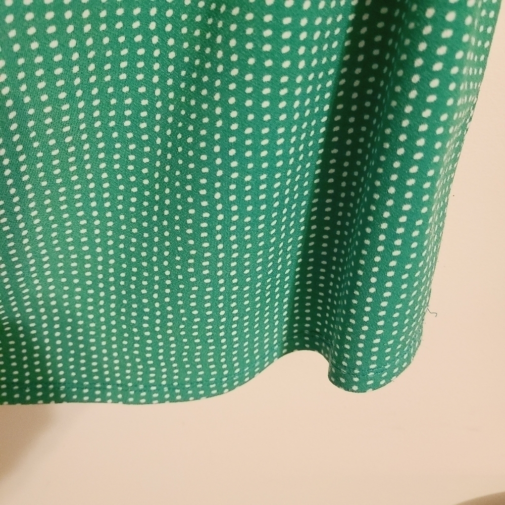 Adrianna Papell | Women's Green Polka Dot Cap Sleeve Blouse (Size XL) - Picture 9 of 12